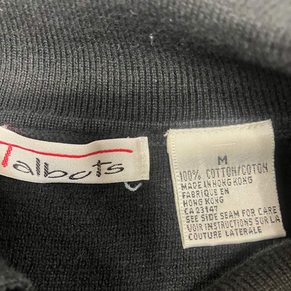Vintage 90's Talbots Black 100% Cotton Collar Long Sleeve Pullover Sweater M EUC - Picture 4 of 5